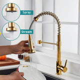 Polished Gold Kitchen Faucet with Pull Down Sprayer,Single Handle Spring Single Hole Faucet for Kitchen Sink In Australia - Darrahopens