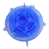 Silicone Stretch Lids, Durable & Eco-Friendly Elastic Lids Reusable Heat Resistant Various Sizes Cover for Bowl (Blue-6pack)