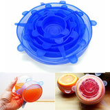 Silicone Stretch Lids, Durable & Eco-Friendly Elastic Lids Reusable Heat Resistant Various Sizes Cover for Bowl (Blue-6pack)