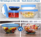 Silicone Stretch Lids, Durable & Eco-Friendly Elastic Lids Reusable Heat Resistant Various Sizes Cover for Bowl (Blue-6pack)