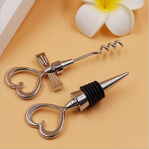 2 Pack Heart Wine Bottle Stopper,Stainless Steel Wine Bottle Stopper and Bottle-opener with Gift Box Packing Handheld Wine Bottle In Australia - Darrahopens