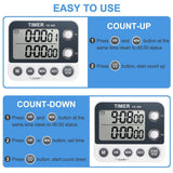 Digital Dual Kitchen Timer, Cooking Timer, Dual Count Up ＆ Down Timer with Magnetic Back, Large Display, Adjustable Volume