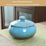 Ceramic Ashtray with Lid and Sink, Ash Holder for Smoker, Cigarettes Ashtrays for Home Office Outdoor Indoor Use(Blue) In Australia - Darrahopens