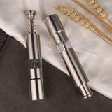 Salt and Pepper Grinder Set of 2,Stainless Steel Push Button Grinder Modern Design Thumb Grinder, for Black Pepper, Sea Salt