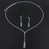Bridal Wedding Jewelry Set Rhinestone Wedding Jewelry Set Silver Bridal Necklace Earrings Set Brides Bridesmaid Prom Costume