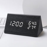Digital Alarm Clocks Wooden LED Time Display for Bedrooms with Humidity&Temperature Detect Smart LED Digital Clock