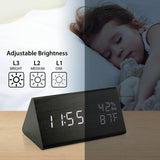 Digital Alarm Clocks Wooden LED Time Display for Bedrooms with Humidity&Temperature Detect Smart LED Digital Clock In Australia - Darrahopens