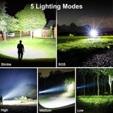 Rechargeable Flashlights,Lumens Flashlight,Tactical Flashlight with Zoomable,Super Bright Waterproof Flashlights for Emergencies In Australia - Darrahopens