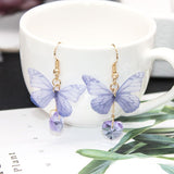 Lightweight Unique Butterfly Wing Earrings Chiffon Fabric Dragonfly Wing Heart Gem Earrings for Women Girls Vacations Gifts