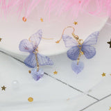 Lightweight Unique Butterfly Wing Earrings Chiffon Fabric Dragonfly Wing Heart Gem Earrings for Women Girls Vacations Gifts In Australia - Darrahopens
