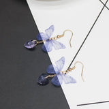 Lightweight Unique Butterfly Wing Earrings Chiffon Fabric Dragonfly Wing Heart Gem Earrings for Women Girls Vacations Gifts