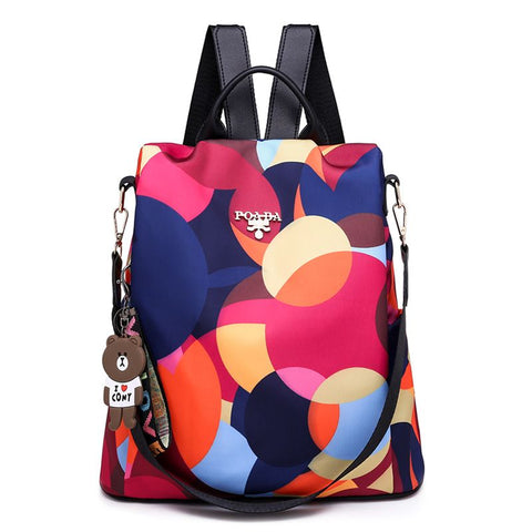 Outdoor Women'S Backpacks, Leisure Bags, Outdoor Backpacks, Travel Bags, Women'S Canvas Bags, Handbags (Red flower bun)