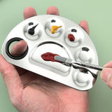 Stainless steel makeup palette, a palette for preparing liquid foundation, and a reusable palette. Essential color palette