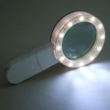 Magnifying Glass with 12 LED Lights,30X Double Glass Lens Handheld Illuminated Magnifier Reading Magnifying Glass with for Seniors