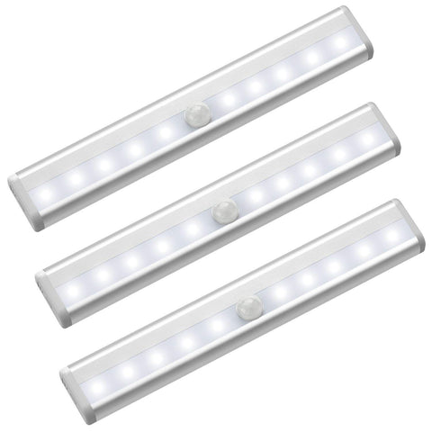 Under Cabinet Lights, Wireless Motion Sensing Stick-on Anywhere Step LED Light Bar with Magnetic Strip, Pure White, 3-Pack