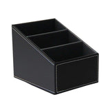 Remote Control Holder PU Leather Storage Container for TV Remote Phone Eyeglasses Desk Organizer （Black ）