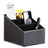 Remote Control Holder PU Leather Storage Container for TV Remote Phone Eyeglasses Desk Organizer （Black ）