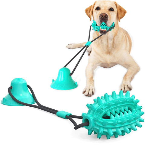 Dog Chew Toy with Suction Cup for Aggressive Chewers, Puppy Training Treats Food Dispensing Toothbrush Pet Teeth Cleaning Rope In Australia - Darrahopens