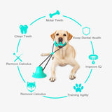 Dog Chew Toy with Suction Cup for Aggressive Chewers, Puppy Training Treats Food Dispensing Toothbrush Pet Teeth Cleaning Rope