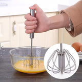 Steel Semi-Automatic Whisk,Egg Whisk Hand Push Rotary Whisk Blender, Hand Push Mixer Stirrer Tool,Whisks for Cooking Kitchen Home