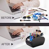 Tv Remote Control Holders Organizer Box with 5 Compartment Leather Multi-Functional Office Organization and Storage Tv Remote