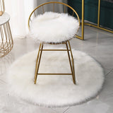 Round Fur Rug Fluffy Area Rug for Bedroom,White Faux Fur Rug Circle Rug for Kids Room, Cute Princess Castle Nursery Rug,Plush Shag