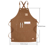 Apron Water Resistant Canvas Cross Back Adjustable Apron for Men Women  Adjustable Plus Size Canvas Apron with Pockets