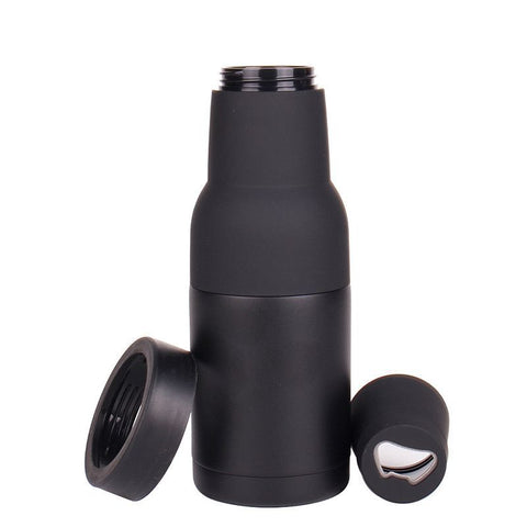 Beer Holder Vacuum Insulated Double Walled Stainless Steel Beer Can and Bottle Cooler with Beer Opener Eco Friendly Free (black) In Australia - Darrahopens