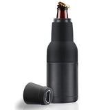 Beer Holder Vacuum Insulated Double Walled Stainless Steel Beer Can and Bottle Cooler with Beer Opener Eco Friendly Free (black)