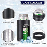 Beer Holder Vacuum Insulated Double Walled Stainless Steel Beer Can and Bottle Cooler with Beer Opener Eco Friendly Free (black)