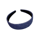 denim headband 3 3/16 inches wide fabric covered hair band headband denim jean (Dark blue and black and blue ) In Australia - Darrahopens