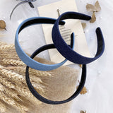 denim headband 3 3/16 inches wide fabric covered hair band headband denim jean (Dark blue and black and blue )