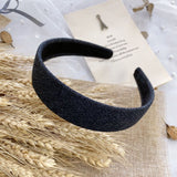 denim headband 3 3/16 inches wide fabric covered hair band headband denim jean (Dark blue and black and blue )