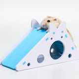 Hamster House with Stair and Slides Odorless Wooden Home DIY Hideout Exercise Toys Living for Squirrels Gerbils Hamsters