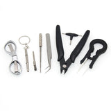 DIY Home Repair Tool Kit, Ceramics Tweezers,Diagonal Pliers,Folding Scissors, Brush, Screwdrivers with A Carrying Zipper Case