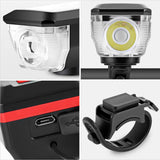 Bicycle headlamp,Charging Bike Light Bicycle Bell Horn Lamp Bike Flashlight Bike Front Light USB/Solar-Charged Rechargeable In Australia - Darrahopens