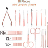Nail Clippers for Men Women,18 In 1 Stainless Steel Nail Kit Professional Manicure Pedicure Kit Nail Scissors Cuticle Trimmer Nail