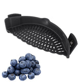 Clip On Pot Strainer,Snap Strain Silicone Food Colander,Straining for Fruits Veggies  Silicone Strainer-Fit All Pots Bowls（black） In Australia - Darrahopens