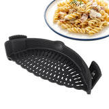 Clip On Pot Strainer,Snap Strain Silicone Food Colander,Straining for Fruits Veggies  Silicone Strainer-Fit All Pots Bowls（black）