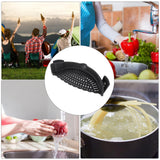 Clip On Pot Strainer,Snap Strain Silicone Food Colander,Straining for Fruits Veggies  Silicone Strainer-Fit All Pots Bowls（black）