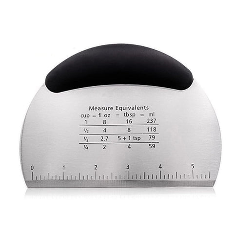 Multifunctional Thickened Stainless Steel Semicircular Dough Cutter,Double Scale Dough Shredder, Flour Shredder, Non-Slip Scraper