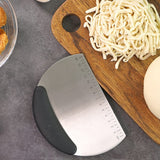 Multifunctional Thickened Stainless Steel Semicircular Dough Cutter,Double Scale Dough Shredder, Flour Shredder, Non-Slip Scraper