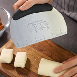 Multifunctional Thickened Stainless Steel Semicircular Dough Cutter,Double Scale Dough Shredder, Flour Shredder, Non-Slip Scraper