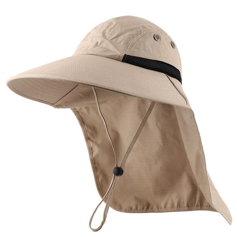 Hat, Wide Fishing Cap with Adjustable Chin Strap and Neck Flap for Outdoor Travel Summer Beach（ Khaki ） In Australia - Darrahopens