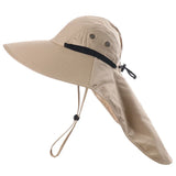 Hat, Wide Fishing Cap with Adjustable Chin Strap and Neck Flap for Outdoor Travel Summer Beach（ Khaki ） In Australia - Darrahopens