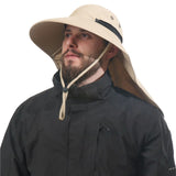 Hat, Wide Fishing Cap with Adjustable Chin Strap and Neck Flap for Outdoor Travel Summer Beach（ Khaki ）