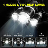 Headlamp Rechargeable LED Head Lamp Super Bright Outdoor Headlight Clips Waterproof Construction Hard Hat Head Light Adults