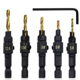 Hex Shank Countersink Drill Bit Power Tools Accessories for Plastic Metal Woodworking Tool by Power Drill 5Pcs/Set #5#6#8#10#12