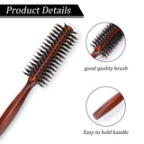 Small Round Hair Brush, Boar Bristle Vent Hair Brush Portable Hair Brush with Wood Handle Mini Rolling Circular Hairbrush for Blow In Australia - Darrahopens
