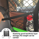 3-Layer Car Mesh Organizer Storage Between Front Seats Kid Dog Pet Net Barrier Car Net Pocket Elastic Tissue Purse Holder Netting